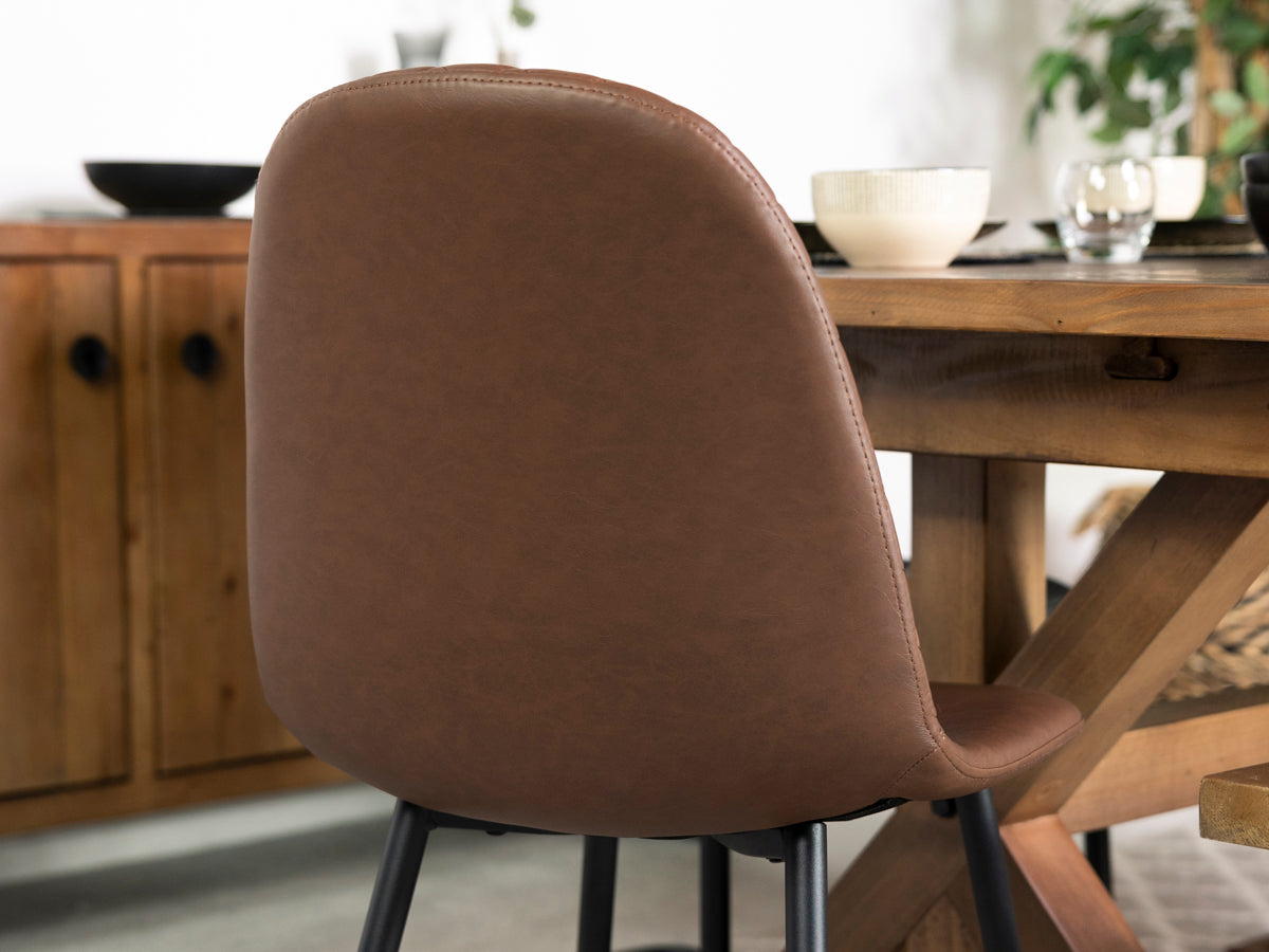Table de salle à manger fixe Tulsa Dark 135 cm et chaise de salle à manger Dallas marron