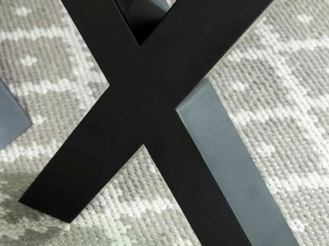 Table de salle à manger extensible Brooklyn à pieds croisés (140 cm - 180 cm) et chaises de salle à manger marron Houston