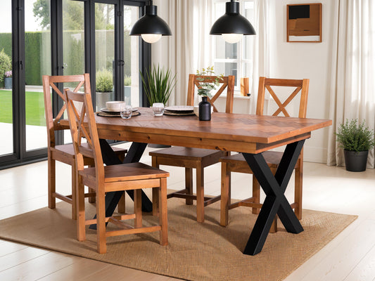 Table de salle à manger Tulsa à plateau fixe et pieds croisés