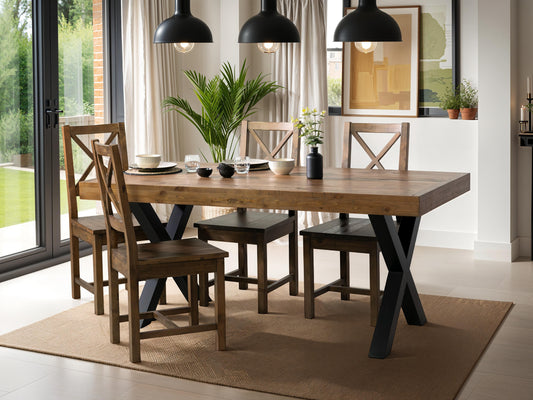 Table de salle à manger Brooklyn 180 cm à plateau fixe et pieds croisés