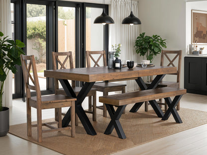 Table de salle à manger extensible Brooklyn à pieds croisés (140 cm - 180 cm)