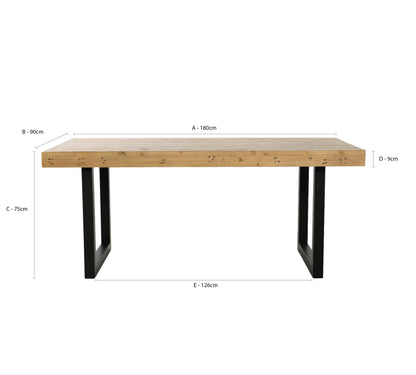 Table de salle à manger Brooklyn Light 180 cm à plateau fixe