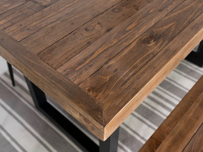 Table de salle à manger Brooklyn à plateau fixe de 135 cm et chaises de salle à manger Houston marron