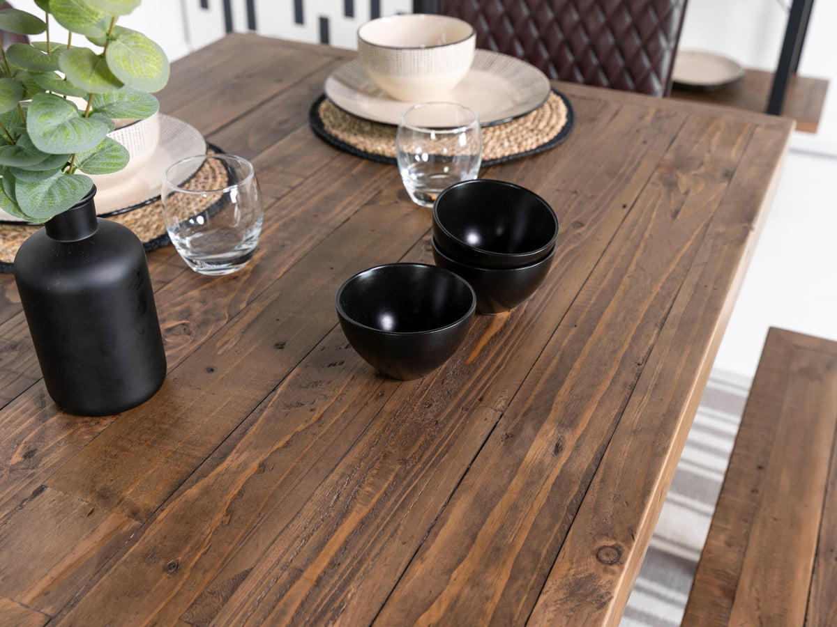 Table de salle à manger Brooklyn à plateau fixe de 135 cm et chaises de salle à manger Houston marron