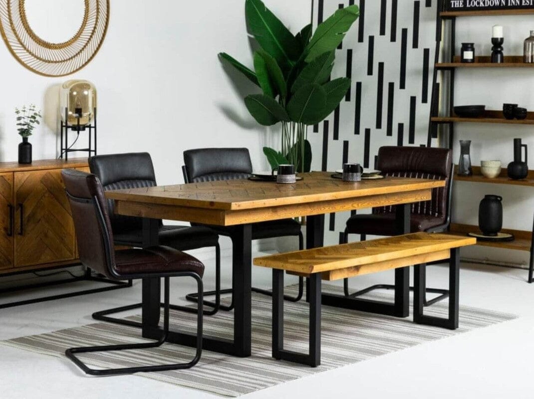 Table de salle à manger fixe Tulsa 135 cm et banc de salle à manger