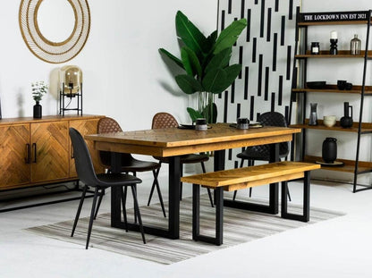 Table de salle à manger fixe Tulsa (180 cm) et chaises de salle à manger Dallas marron