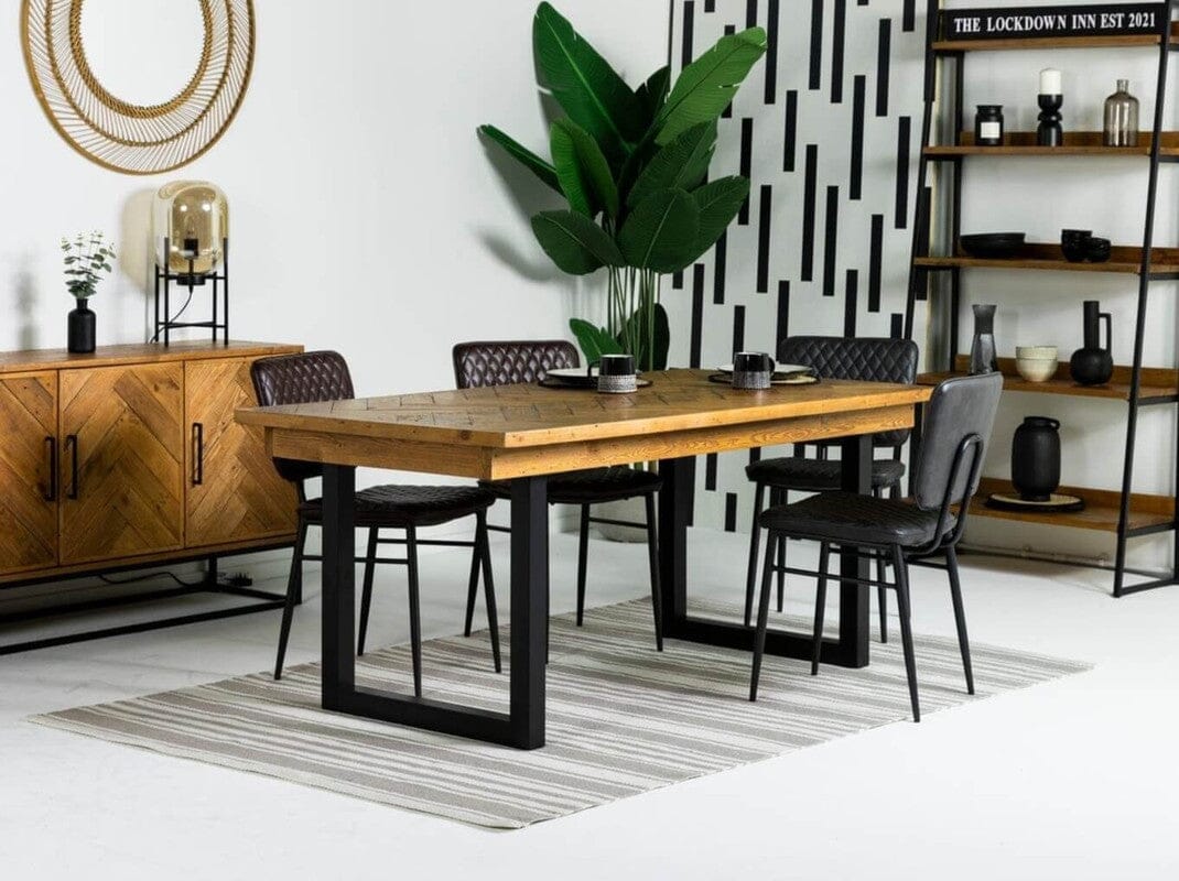 Table de salle à manger extensible Tulsa (180 cm - 240 cm) et chaises de salle à manger marron Houston