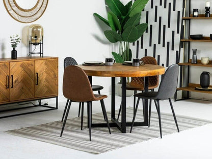 Table de salle à manger ronde Tulsa et chaises de salle à manger marron Dallas