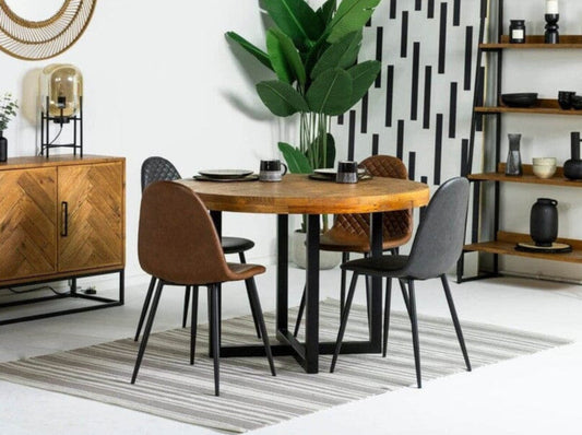 Table de salle à manger ronde Tulsa et chaises de salle à manger grises Dallas