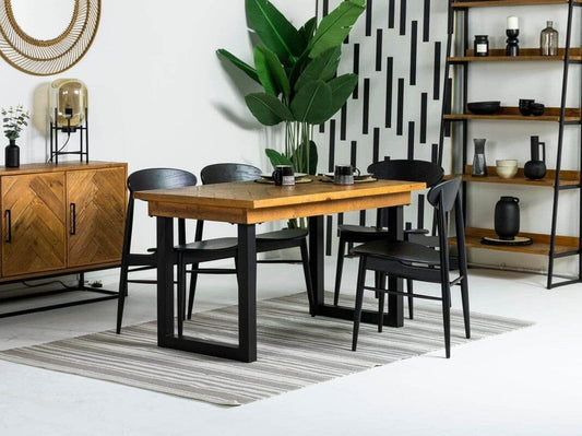 Table de salle à manger fixe Tulsa (135 cm) et chaises de salle à manger Gabo