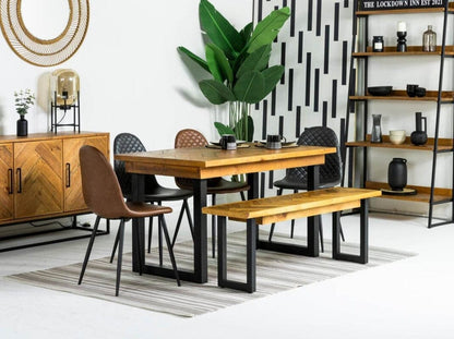 Table de salle à manger fixe Tulsa (135 cm) et chaises de salle à manger Dallas marron