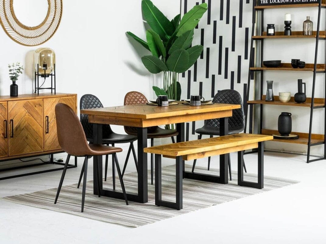 Table de salle à manger fixe Tulsa (180 cm) et chaises de salle à manger grises Dallas