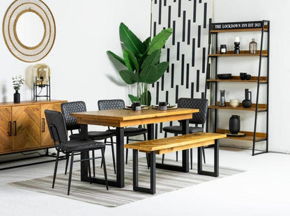 Table de salle à manger fixe Tulsa (135 cm) et chaises de salle à manger grises Houston