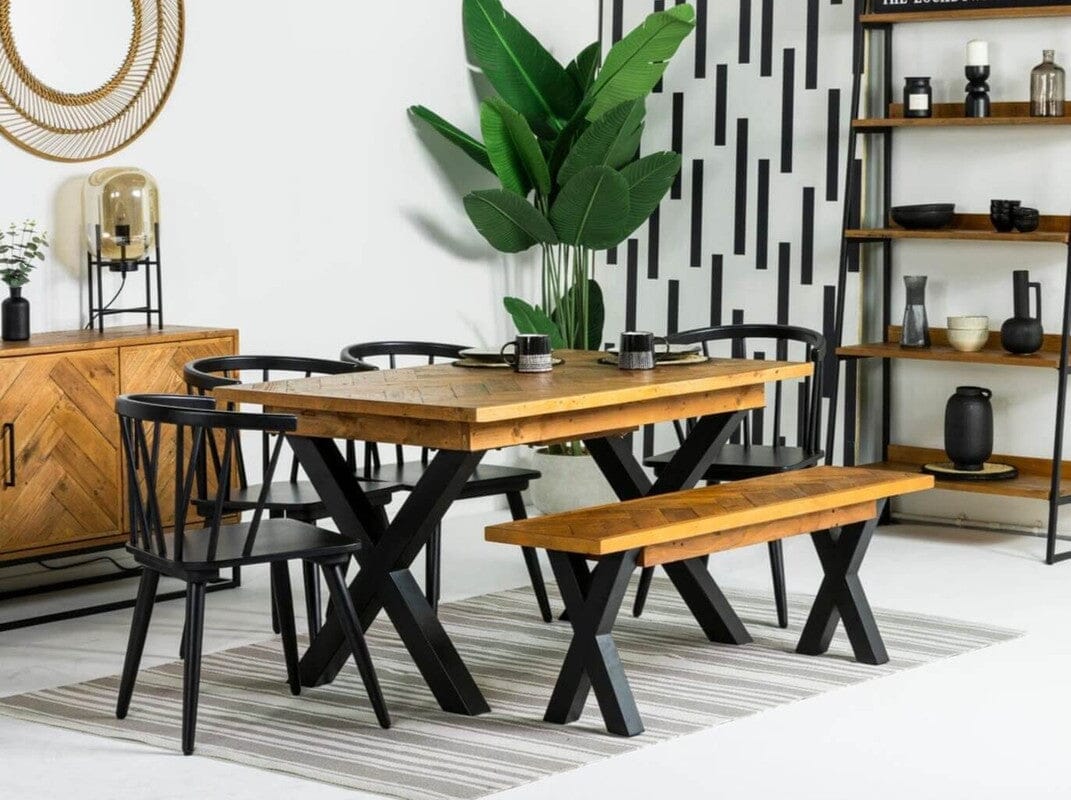 Table de salle à manger extensible à pieds croisés Tulsa (140 cm - 180 cm)