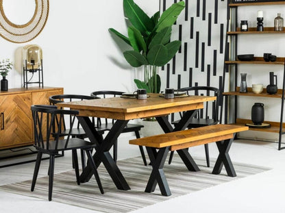 Table de salle à manger extensible à pieds croisés Tulsa (140 cm - 180 cm)