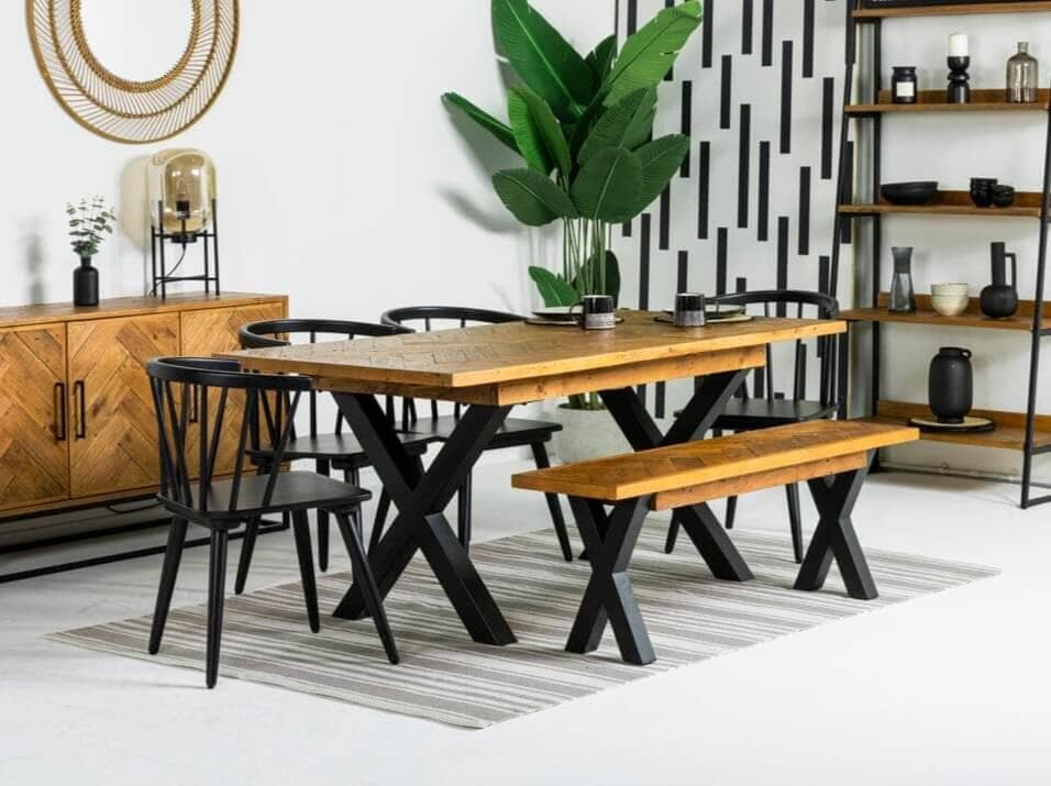 Table de salle à manger extensible à pieds croisés Tulsa (140 cm - 180 cm)