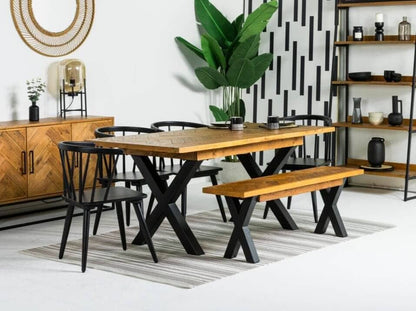 Table de salle à manger extensible à pieds croisés Tulsa (140 cm - 180 cm)