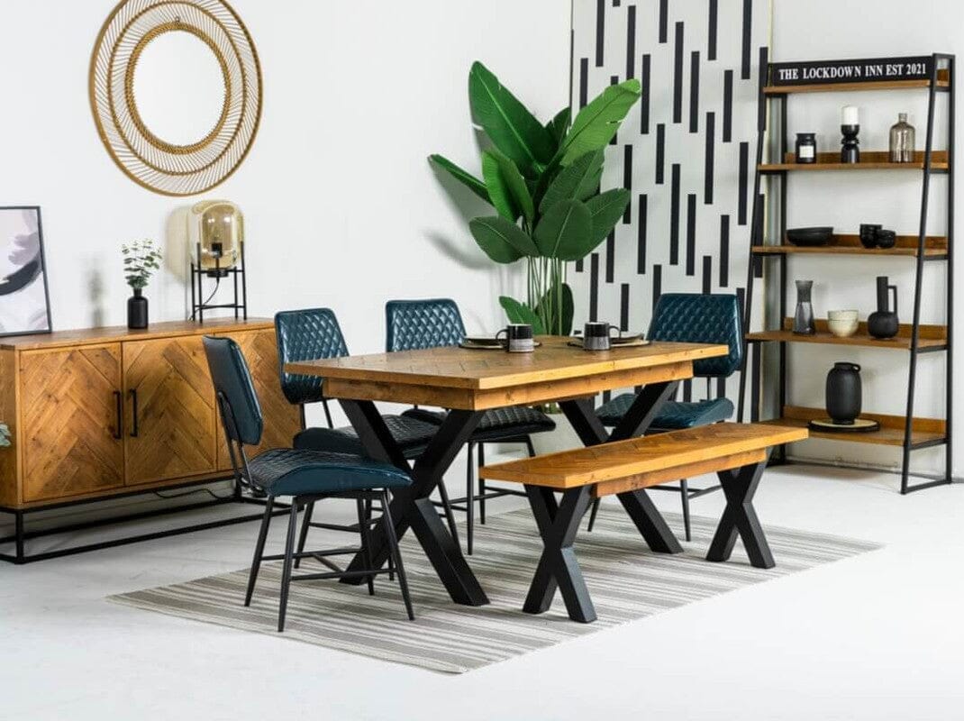 Banc en bois recyclé à pieds croisés Tulsa