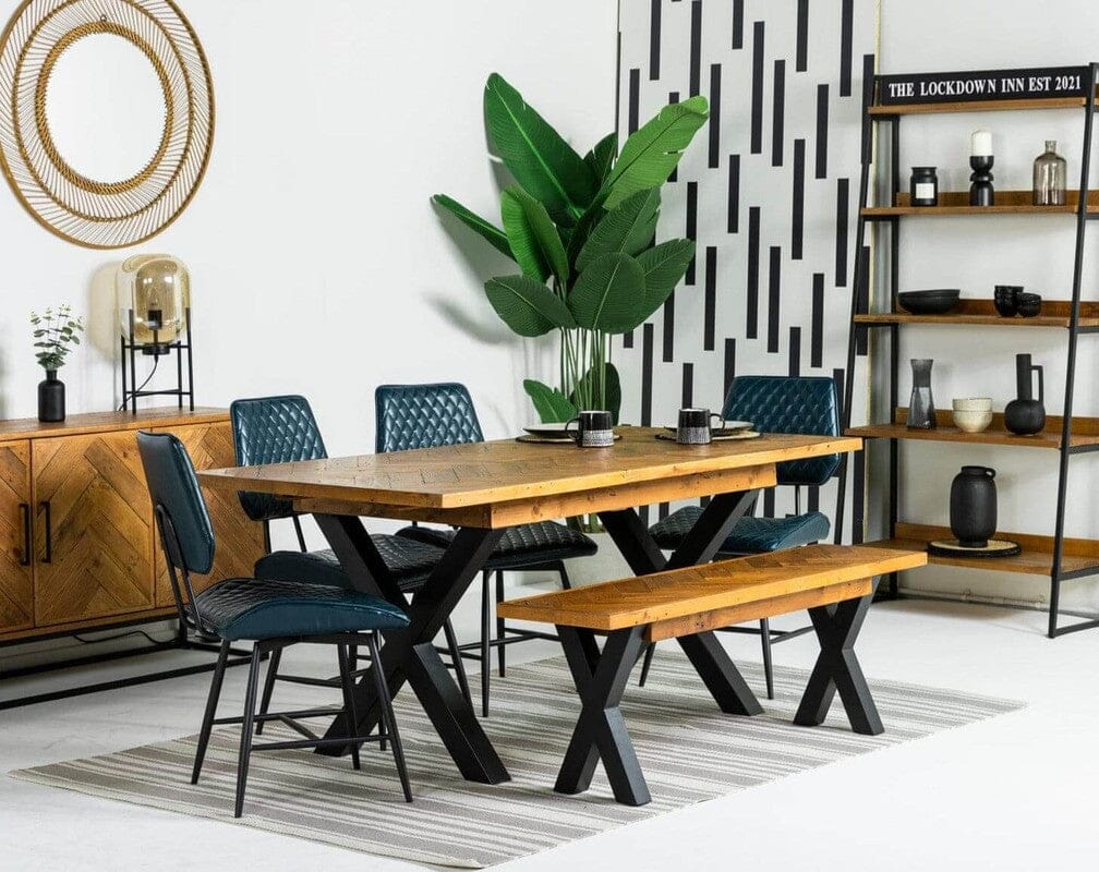 Banc en bois recyclé à pieds croisés Tulsa