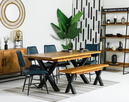 Banc en bois recyclé à pieds croisés Tulsa