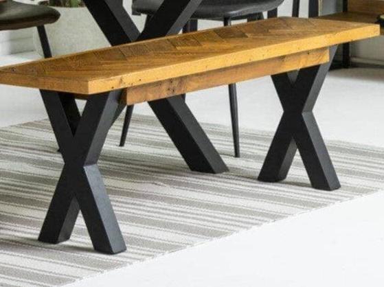 Table de salle à manger extensible Tulsa à pieds croisés (180 cm - 240 cm) et chaises de salle à manger marron auburn