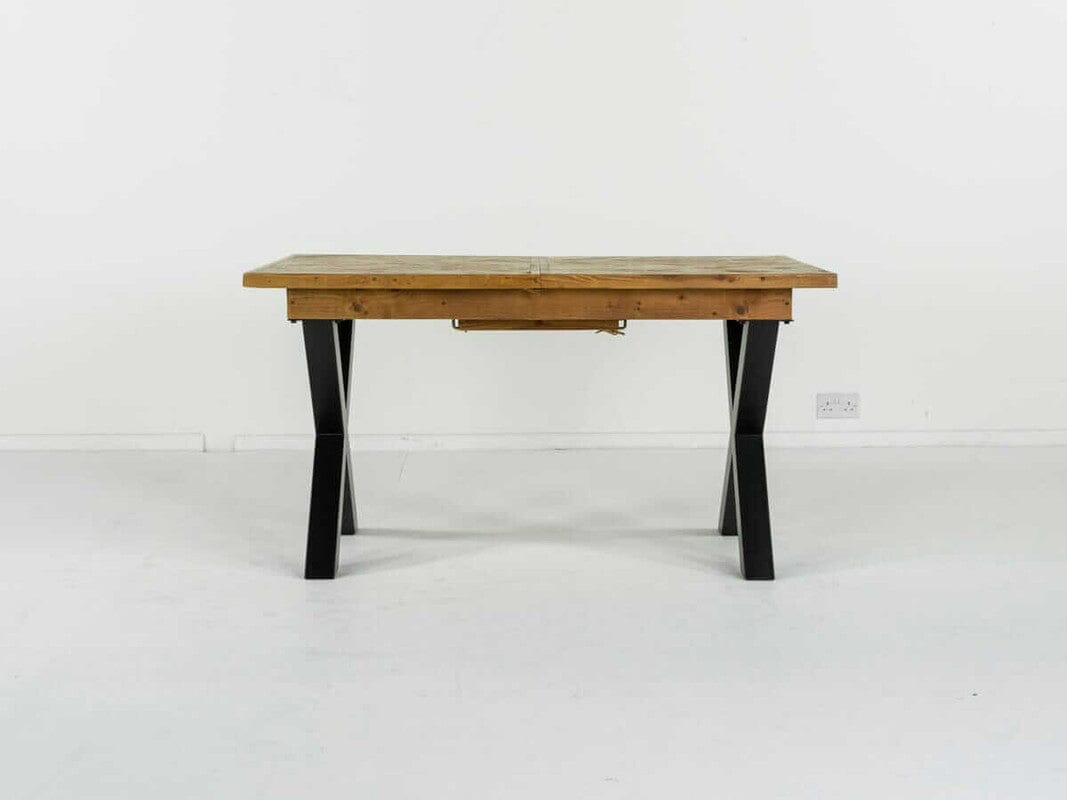 Table de salle à manger extensible à pieds croisés Tulsa (140 cm - 180 cm) et chaises de salle à manger grises Houston