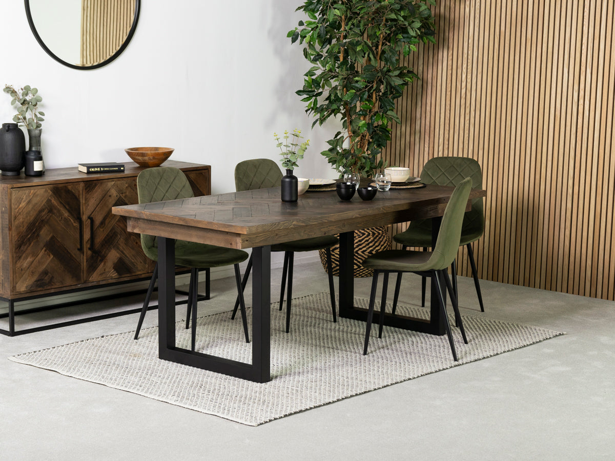 Table de salle à manger Tulsa Dark 180 cm à plateau fixe et chaise de salle à manger Alston