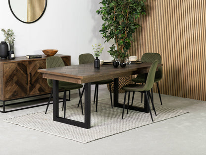 Table de salle à manger Tulsa Dark 180 cm à plateau fixe et chaise de salle à manger Alston