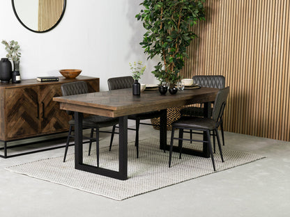 Table de salle à manger fixe Tulsa Dark 180 cm et chaise Houston grise