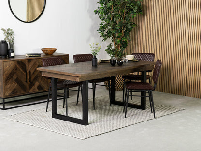 Table de salle à manger fixe Tulsa Dark 180 cm et chaise Houston marron