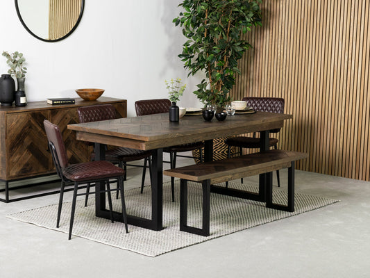 Table de salle à manger fixe Tulsa Dark 180 cm et chaise Houston marron