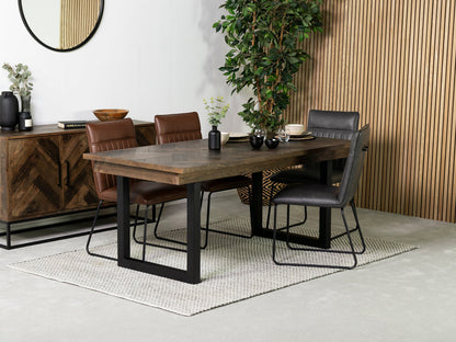 Table de salle à manger fixe Tulsa Dark 180 cm et chaise Grainger grise