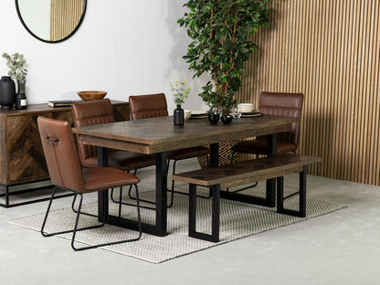 Table de salle à manger Tulsa Dark 180 cm à plateau fixe et chaise Grainger marron