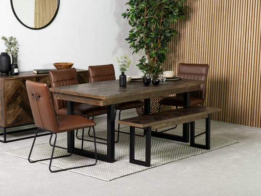 Table de salle à manger Tulsa Dark 180 cm à plateau fixe et chaise Grainger marron