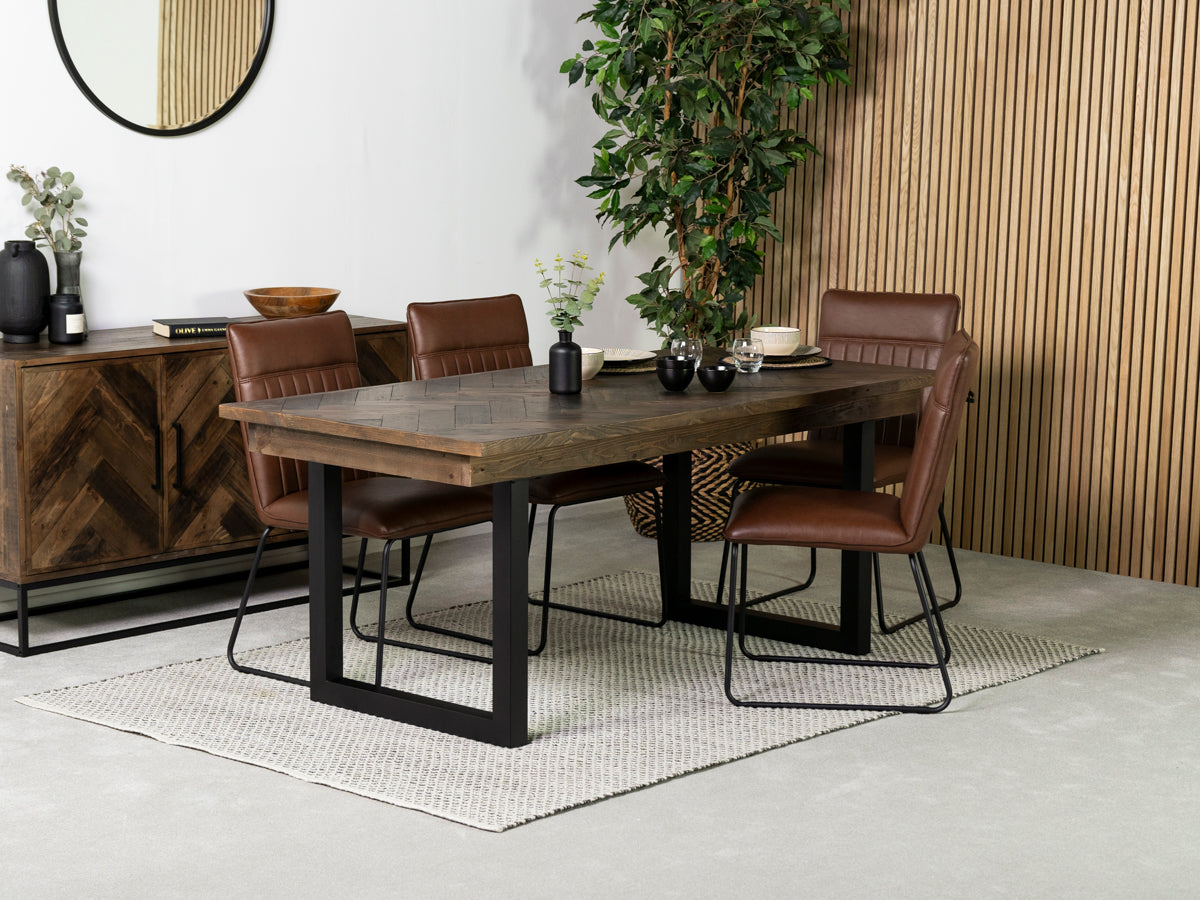 Table de salle à manger Tulsa Dark 180 cm à plateau fixe et chaise Grainger marron