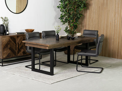 Table de salle à manger Tulsa Dark 180 cm à plateau fixe et chaise de salle à manger gris auburn