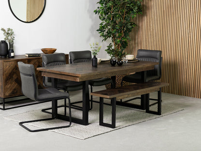 Table de salle à manger Tulsa Dark 180 cm à plateau fixe et chaise de salle à manger gris auburn