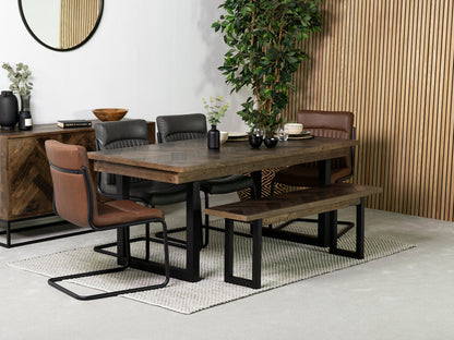 Table de salle à manger Tulsa Dark 180 cm à plateau fixe et chaise de salle à manger marron auburn