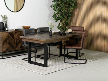 Table de salle à manger Tulsa Dark 180 cm à plateau fixe et chaise de salle à manger marron auburn