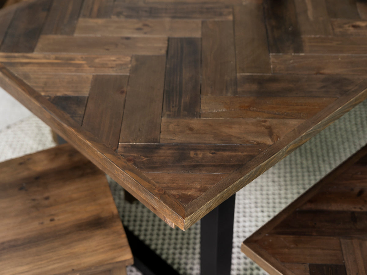 Table de salle à manger fixe Tulsa Dark 180 cm et chaise Houston marron