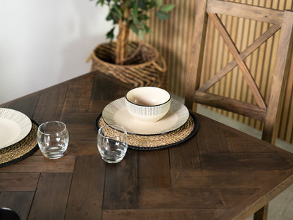 Table de salle à manger fixe Tulsa Dark 180 cm et chaise Houston grise