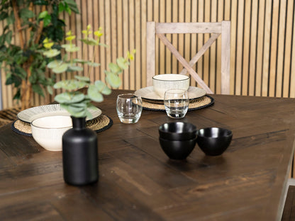 Table de salle à manger fixe Tulsa Dark 180 cm et chaise Houston marron