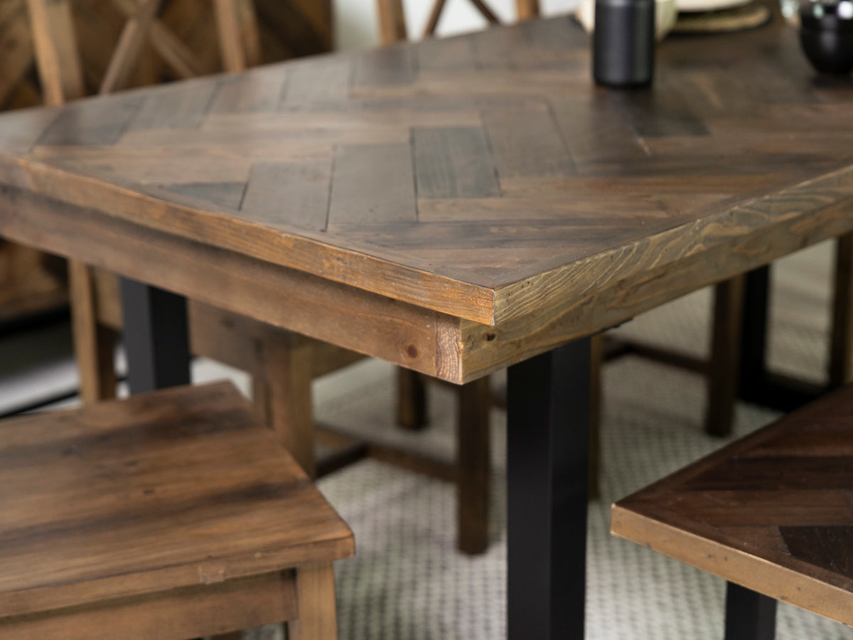 Table de salle à manger Tulsa Dark 180 cm à plateau fixe et chaise de salle à manger marron auburn