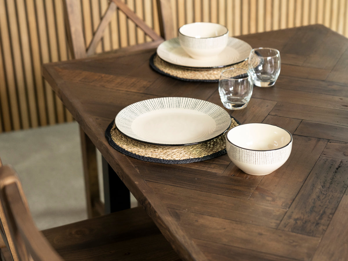 Table de salle à manger fixe Tulsa Dark 180 cm et chaise Grainger grise