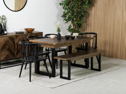 Table de salle à manger Tulsa Dark 135 cm à plateau fixe et chaise de salle à manger Bogart