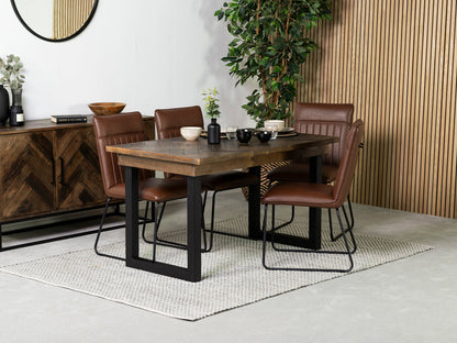 Table de salle à manger fixe Tulsa Dark 135 cm et chaise Grainger marron