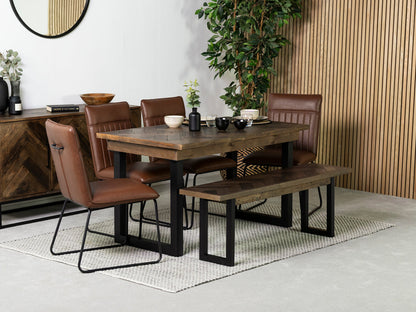 Table de salle à manger fixe Tulsa Dark 135 cm et chaise Grainger marron