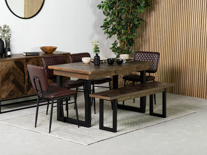 Table de salle à manger fixe Tulsa Dark 135 cm et chaise de salle à manger Houston marron