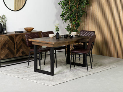 Table de salle à manger fixe Tulsa Dark 135 cm et chaise de salle à manger Houston marron