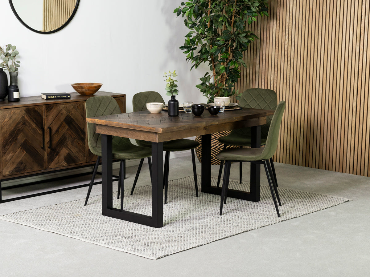 Table de salle à manger Tulsa Dark 135 cm à plateau fixe et chaise de salle à manger Alston